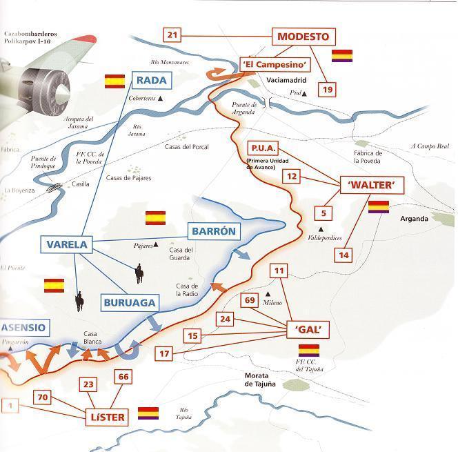 MAPA DE OPERACIONES BATALLA DEL JARAMA